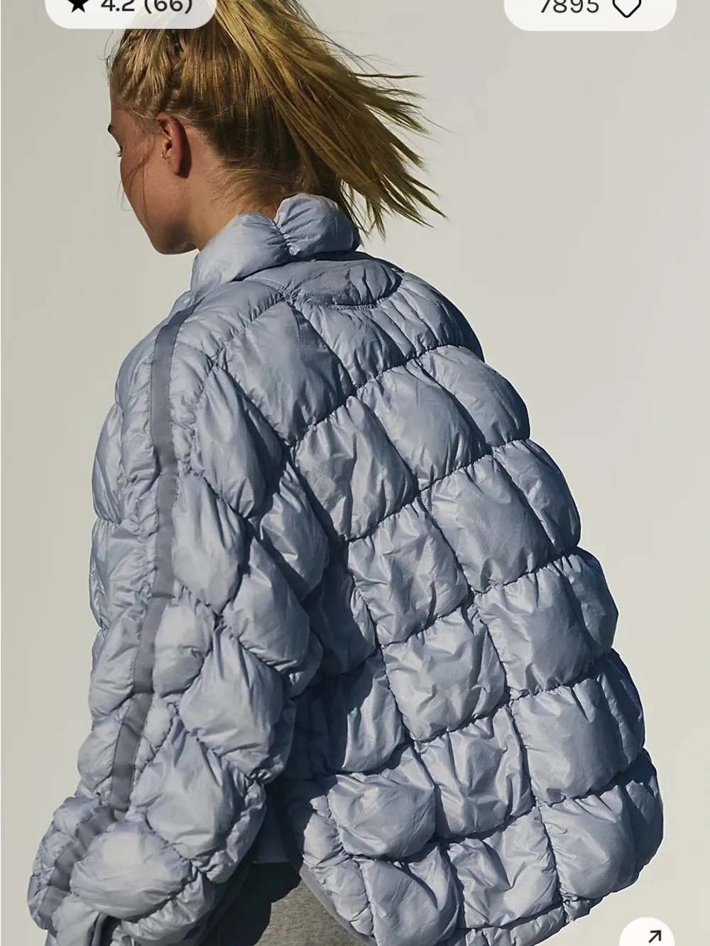 Free People Pippa Scrunchy Glossy Packable Puffer Ice Grey Jacket